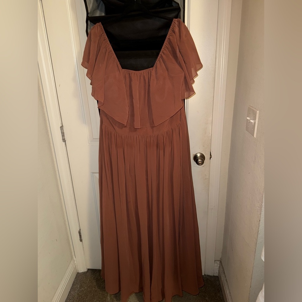 Revelry Abigail chiffon dress in cinnamon rose